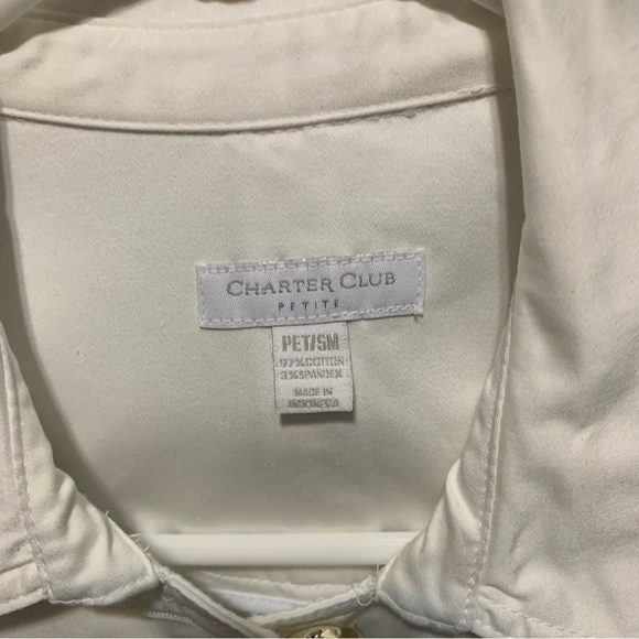Charter Club Petite. White Jacket with Gold Button Detail. Size Petite Small. - Picture 13 of 14